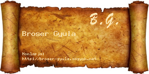 Broser Gyula névjegykártya
